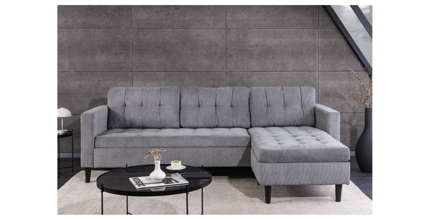 Canapé avec angle réversible CITY gris clair vu de face