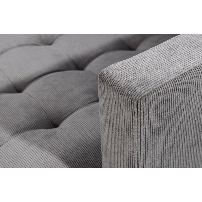 Zoom sur l'accoudoir à droite du canapé avec angle réversible CITY gris clair