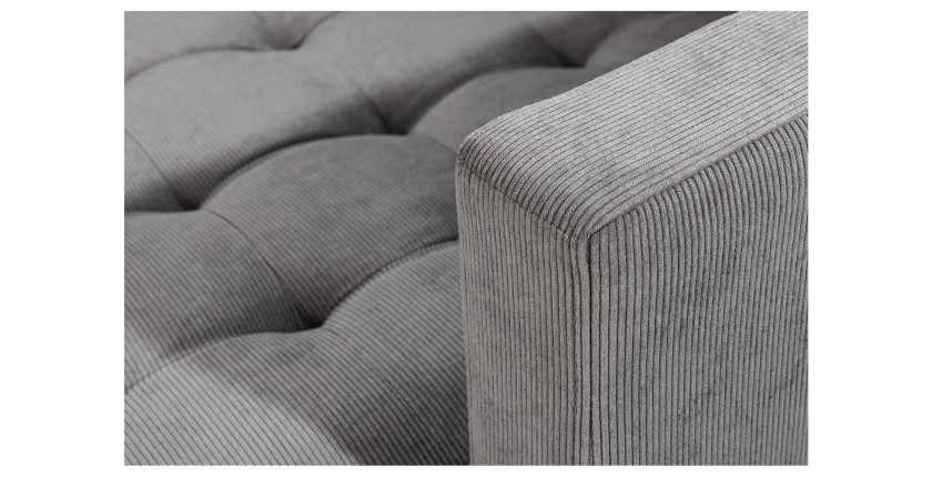 Zoom sur l'accoudoir à droite du canapé avec angle réversible CITY gris clair