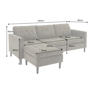 Dimensions du canapé avec angle réversible CITY gris clair