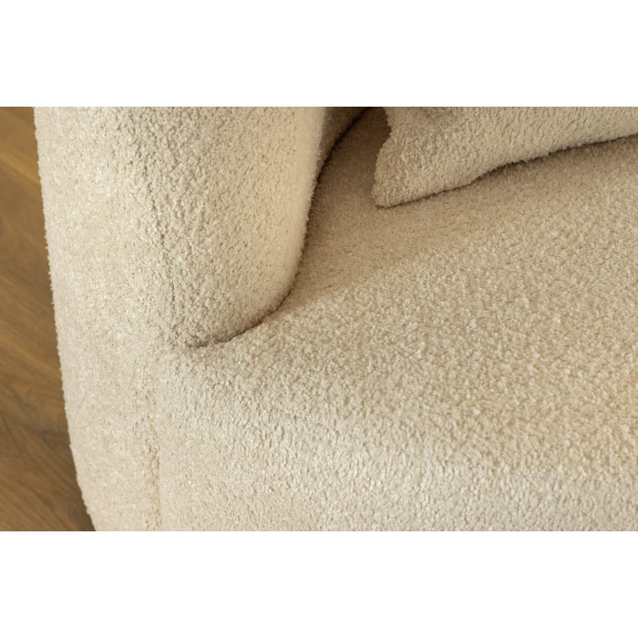Rechte bank SOREN beige - Design bank in bouclé stof met afgeronde vorm