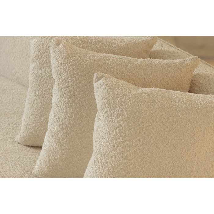 Rechte bank SOREN beige 5 zitplaatsen - Design bank in bouclé stof met afgeronde vorm