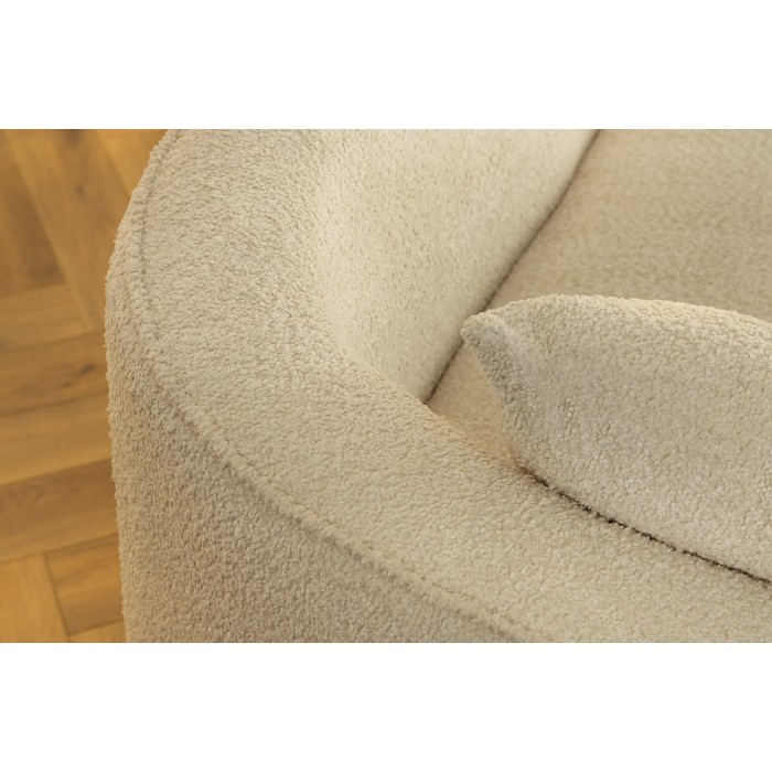 Rechte bank SOREN beige 5 zitplaatsen - Design bank in bouclé stof met afgeronde vorm