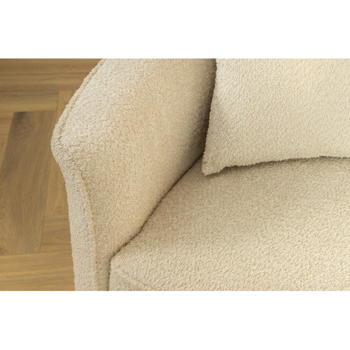 Rechte bank SOREN beige 5 zitplaatsen - Design bank in bouclé stof met afgeronde vorm