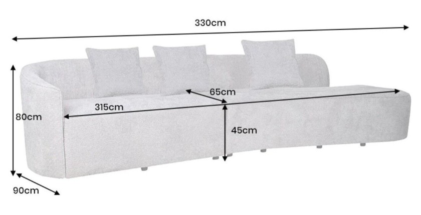 Dimensions du canapé XL SOREN blanc