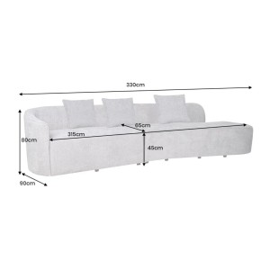 Dimensions du canapé XL SOREN blanc