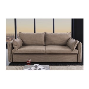 Canapé convertible CALDERO coloris taupe vu de face