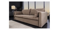 Canapé convertible CALDERO coloris taupe vu de côté