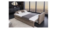Canapé convertible CALDERO coloris taupe en mode lit
