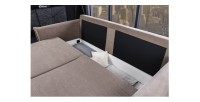 Zoom sur le coffre du canapé convertible CALDERO coloris taupe
