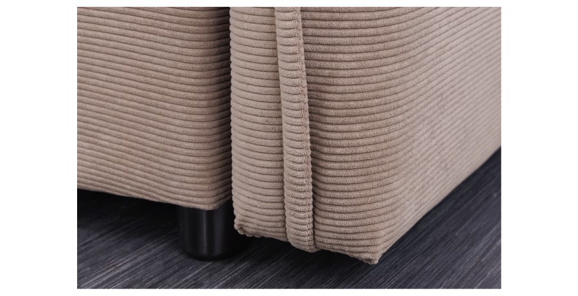 Zoom sur la tranche du canapé convertible CALDERO coloris taupe