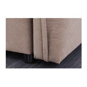 Zoom sur la tranche du canapé convertible CALDERO coloris taupe