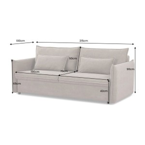 Dimensions du canapé convertible CALDERO coloris taupe