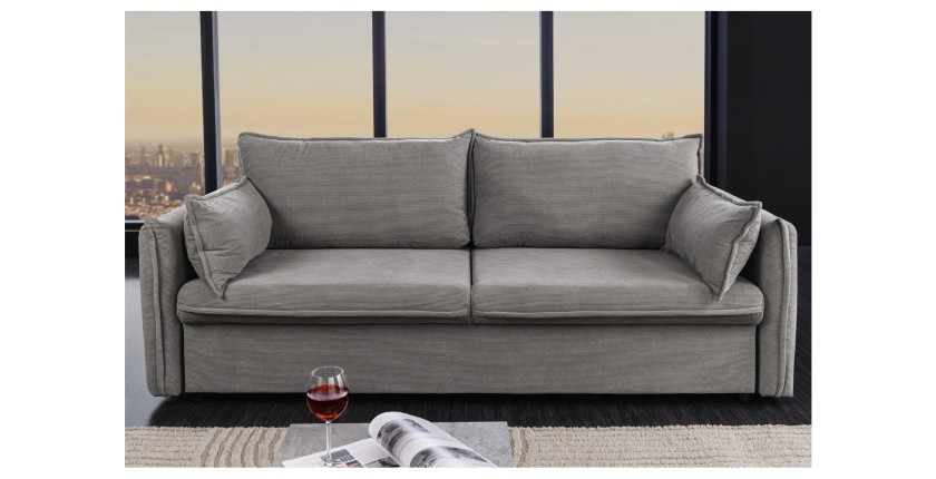 Canapé convertible CALDERO gris vu de face