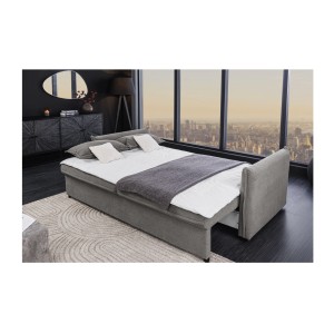Zoom sur le mode lit du canapé convertible CALDERO gris