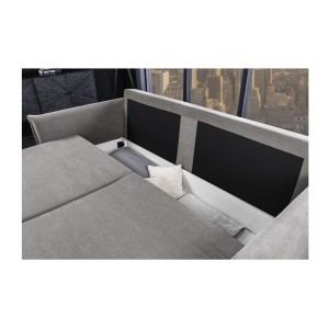 Zoom sur le coffre du canapé convertible CALDERO gris