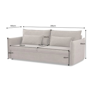 Dimensions du canapé convertible CALDERO gris