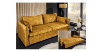 Canapé convertible CALDERO jaune moutarde vu détaillé