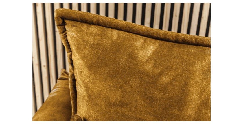 Zoom sur le dossier du canapé convertible CALDERO jaune moutarde