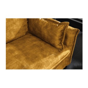 Zoom sur l'assise du canapé convertible CALDERO jaune moutarde