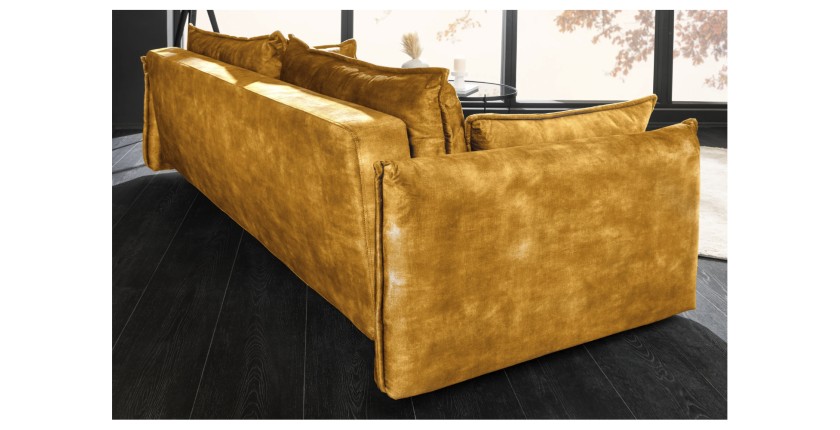 Canapé convertible CALDERO jaune moutarde vu de dos