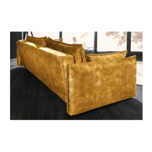 Canapé convertible CALDERO jaune moutarde vu de dos