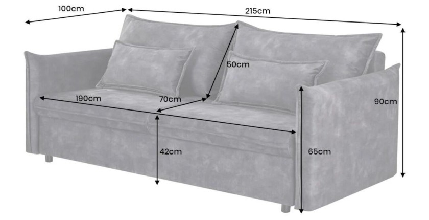 Dimensions du canapé convertible CALDERO jaune moutarde