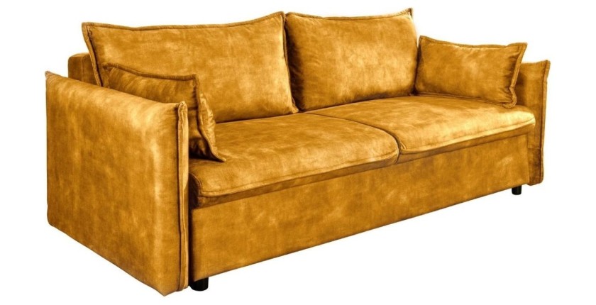 Canapé convertible CALDERO jaune moutarde