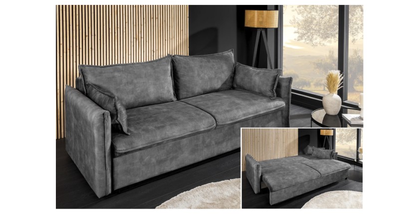 Canapé convertible CALDERO gris foncé vu détaillée