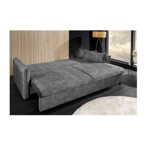 Zoom sur le mode lit du canapé convertible CALDERO gris foncé