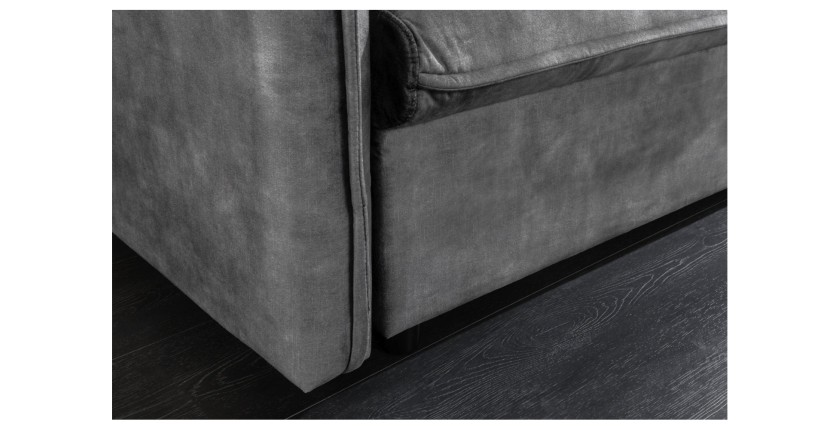 Zoom sur la tranche du canapé convertible CALDERO gris foncé