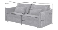 Dimensions du canapé convertible CALDERO gris foncé