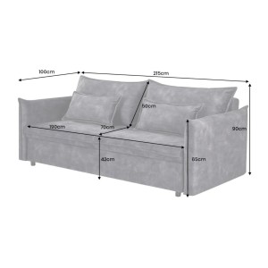 Dimensions du canapé convertible CALDERO gris foncé