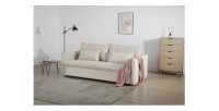 Canapé convertible CALDERO beige mis en situation