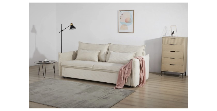 Canapé convertible CALDERO beige mis en situation