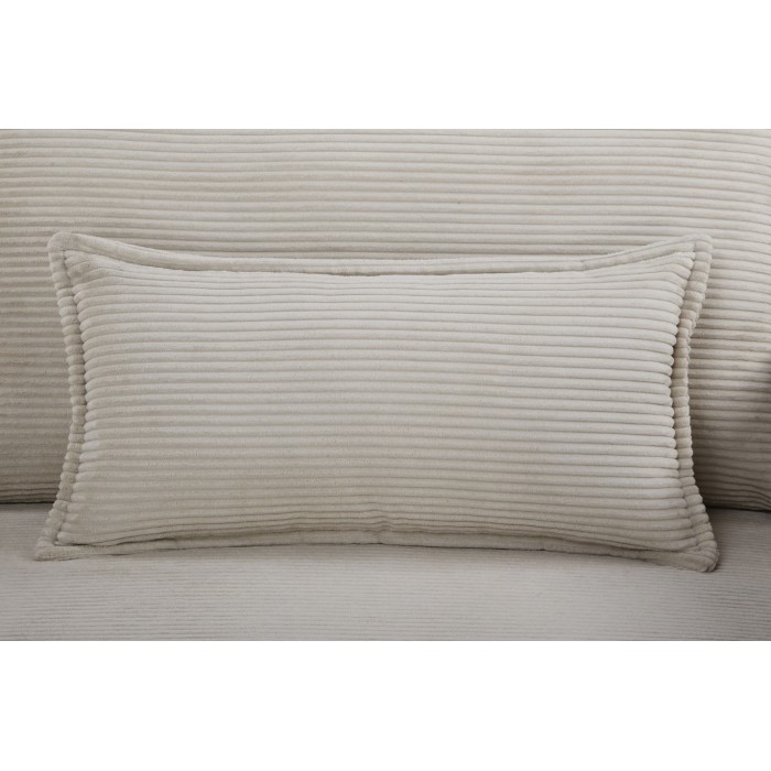 Sofá recto CALDERO beige convertible con almacenamiento - Sofá-cama de pana con almacenamiento integrado