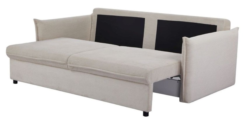 Canapé convertible CALDERO beige en mode lit