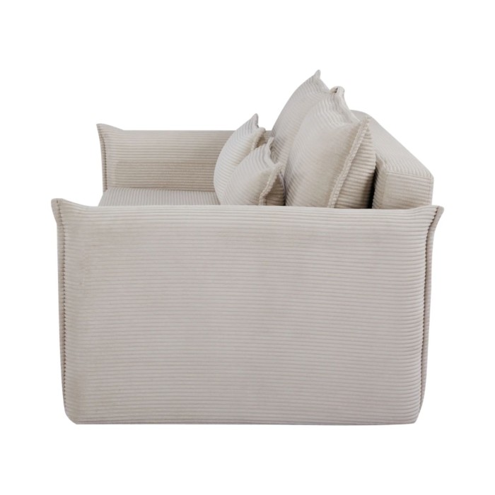 Sofá recto CALDERO beige convertible con almacenamiento - Sofá-cama de pana con almacenamiento integrado
