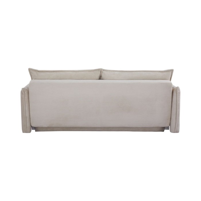 Sofá recto CALDERO beige convertible con almacenamiento - Sofá-cama de pana con almacenamiento integrado