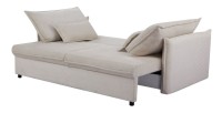 Canapé convertible CALDERO beige en mode lit vu de côté