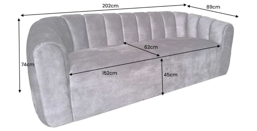 Dimensions du canapé MYSTO gris anthracite