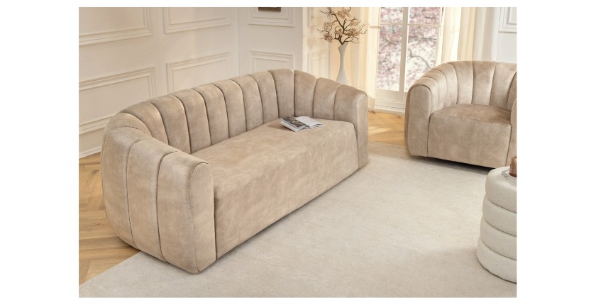 Canapé droit MYSTRO beige vu de côté