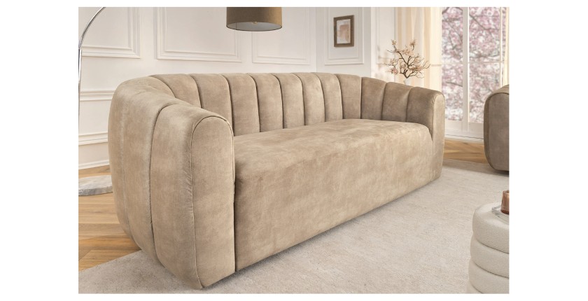 Canapé droit MYSTRO beige mis en situation