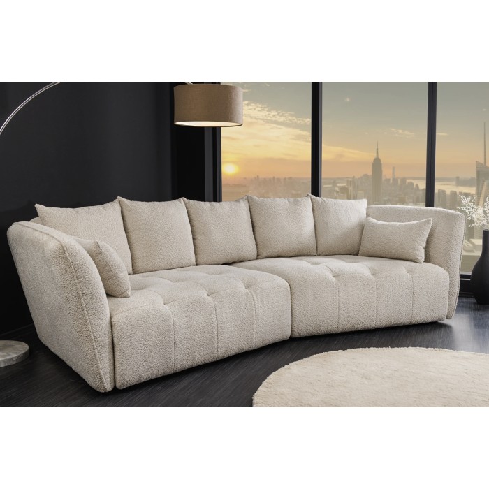 Sofa recht IMPERIA wit champagne - Sofa in lusvormige stoffen hoes