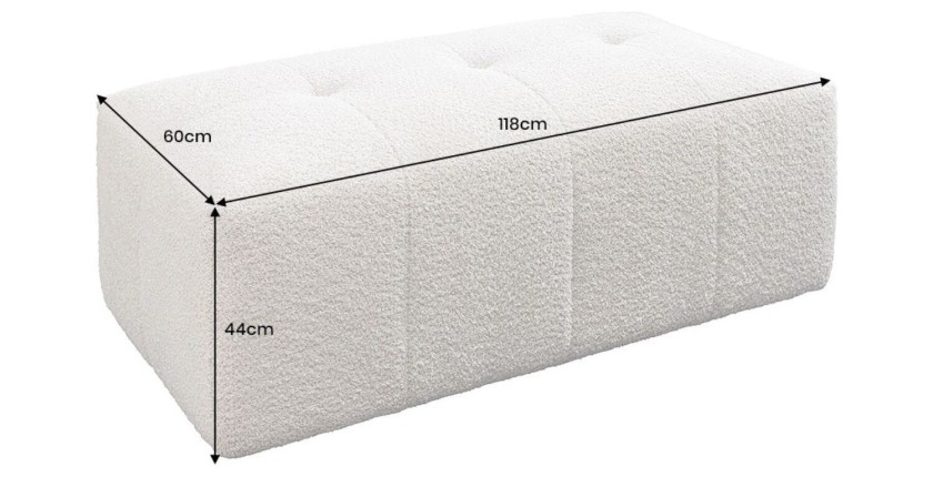 Dimensions du pouf IMPERIA blanc champagne