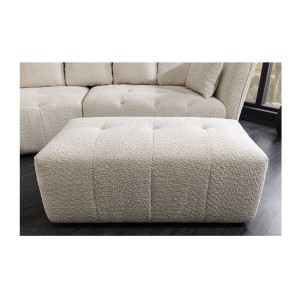 Pouf dans la configuration canapé et pouf IMPERIA blanc champagne vu de face