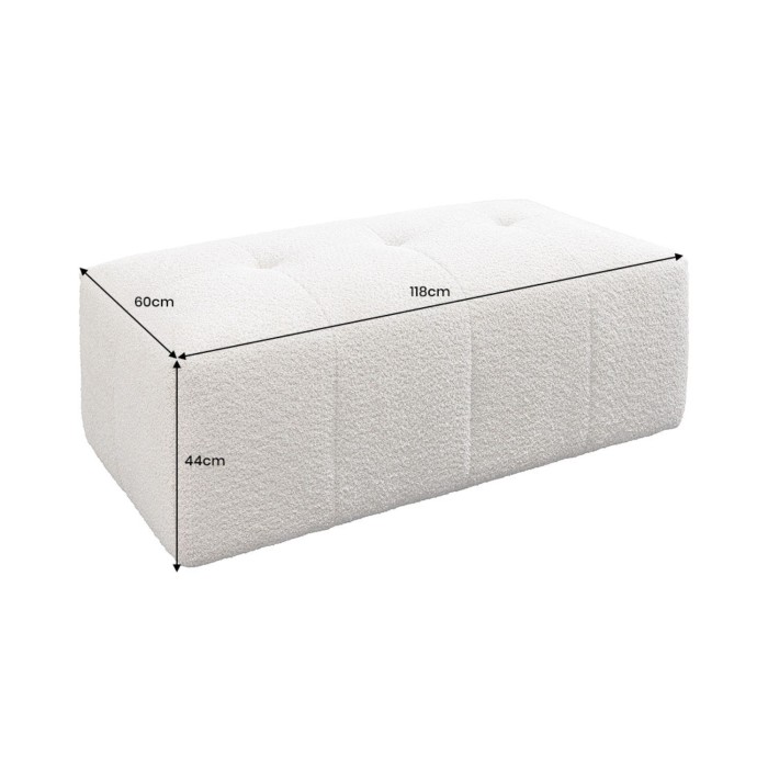 Canapé + poef IMPERIA wit champagne – Modulaire bank in bouclé stof