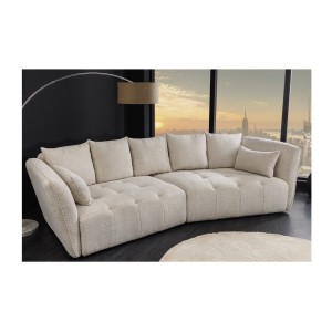 canapé dans la configuration canapé et pouf IMPERIA blanc champagne vu de côté