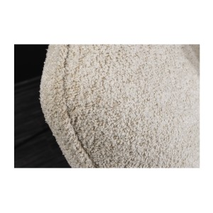 Zoom sur l'accoudoir du canapé dans la configuration canapé et pouf IMPERIA blanc champagne