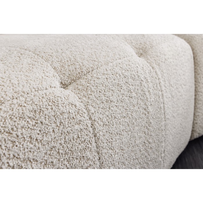 Canapé + poef IMPERIA wit champagne – Modulaire bank in bouclé stof